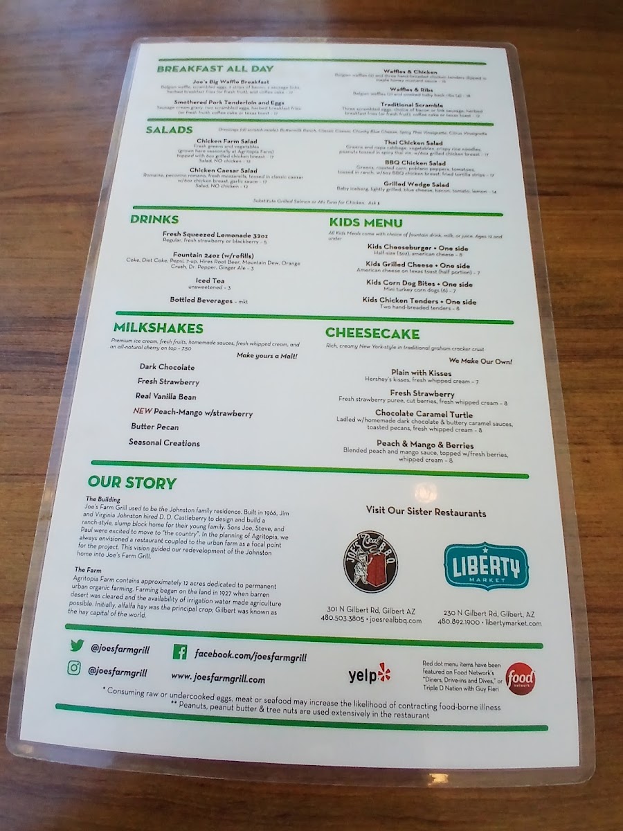 Joe's Farm Grill Menu - Image 4
